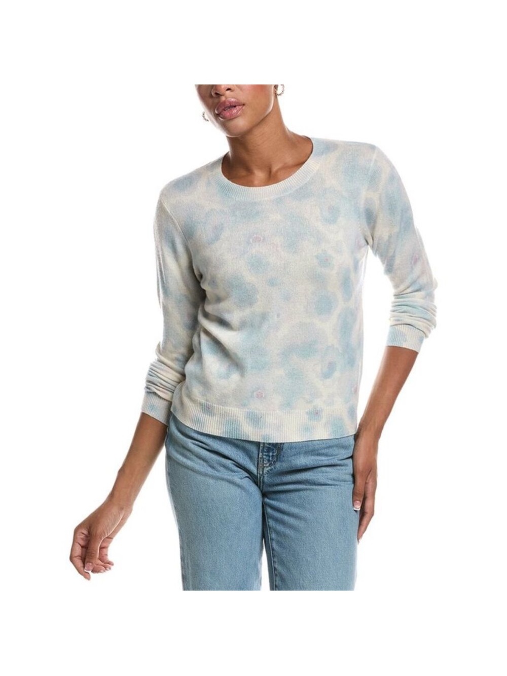 NWT Autumn Cashmere Watercolor Floral Print Crew in Heather Combo Sweater Small
